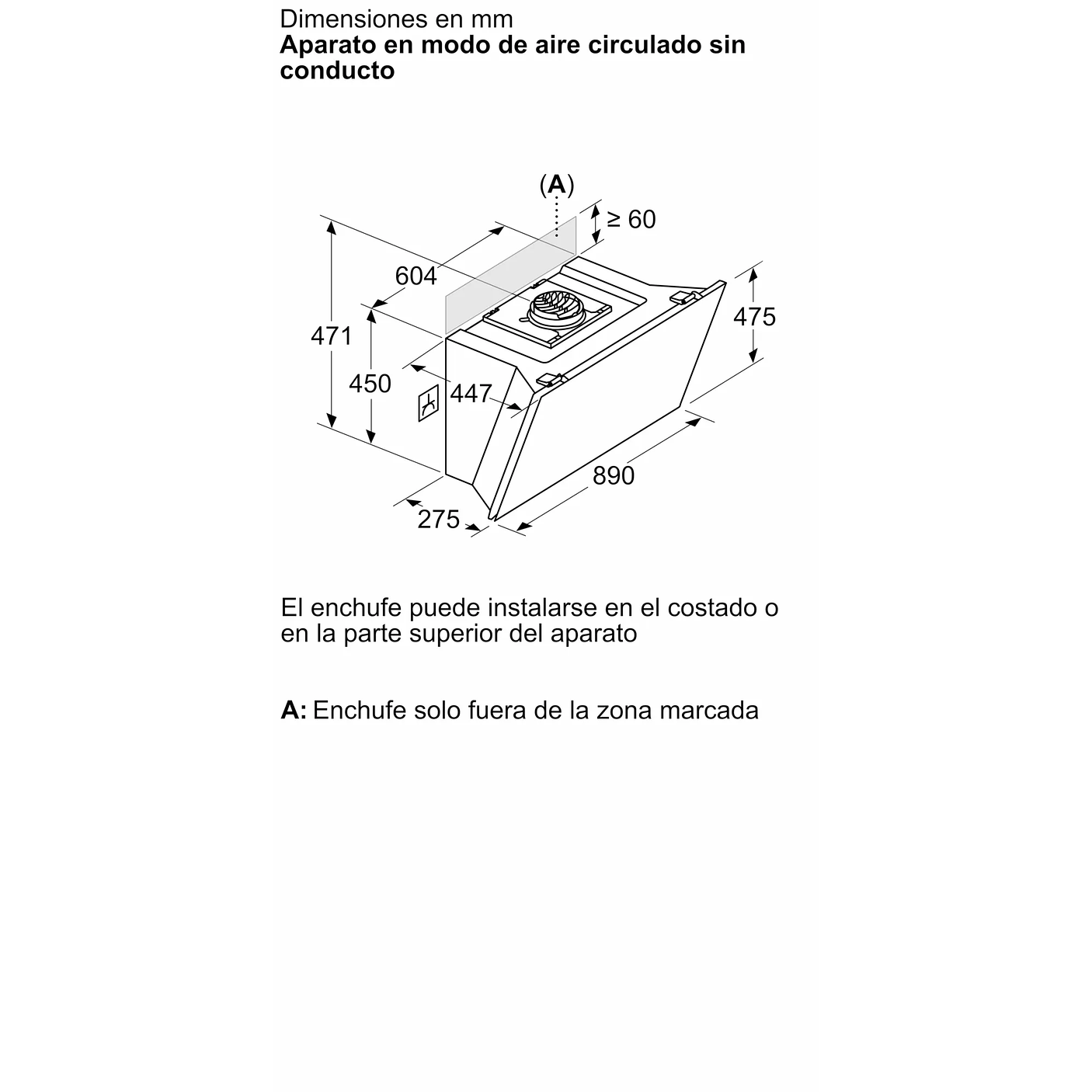 Serie 8 Campana decorativa de pared 90 cm Cristal blanco 14
