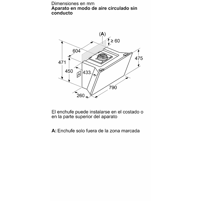 Serie 6 Campana decorativa de pared 80 cm Cristal negro 8