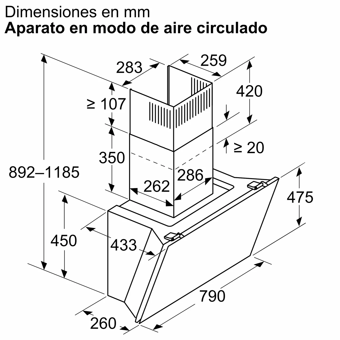 Serie 6 Campana decorativa de pared 80 cm Cristal negro 9