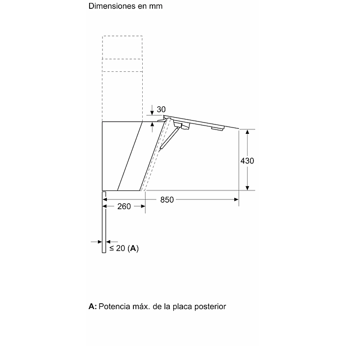 Serie 6 Campana decorativa de pared 80 cm Cristal negro 11