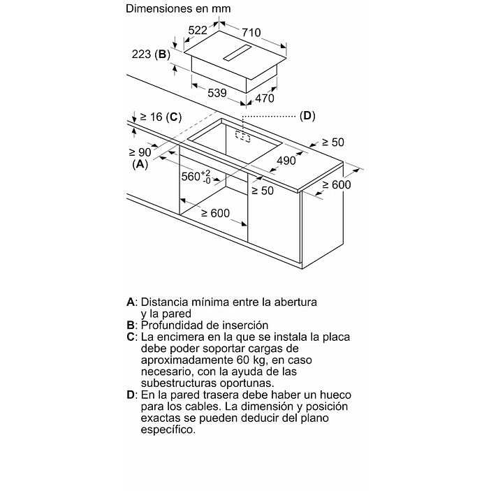 Serie 6 Placa de inducción con extractor integrado 70 cm sin perfiles 20