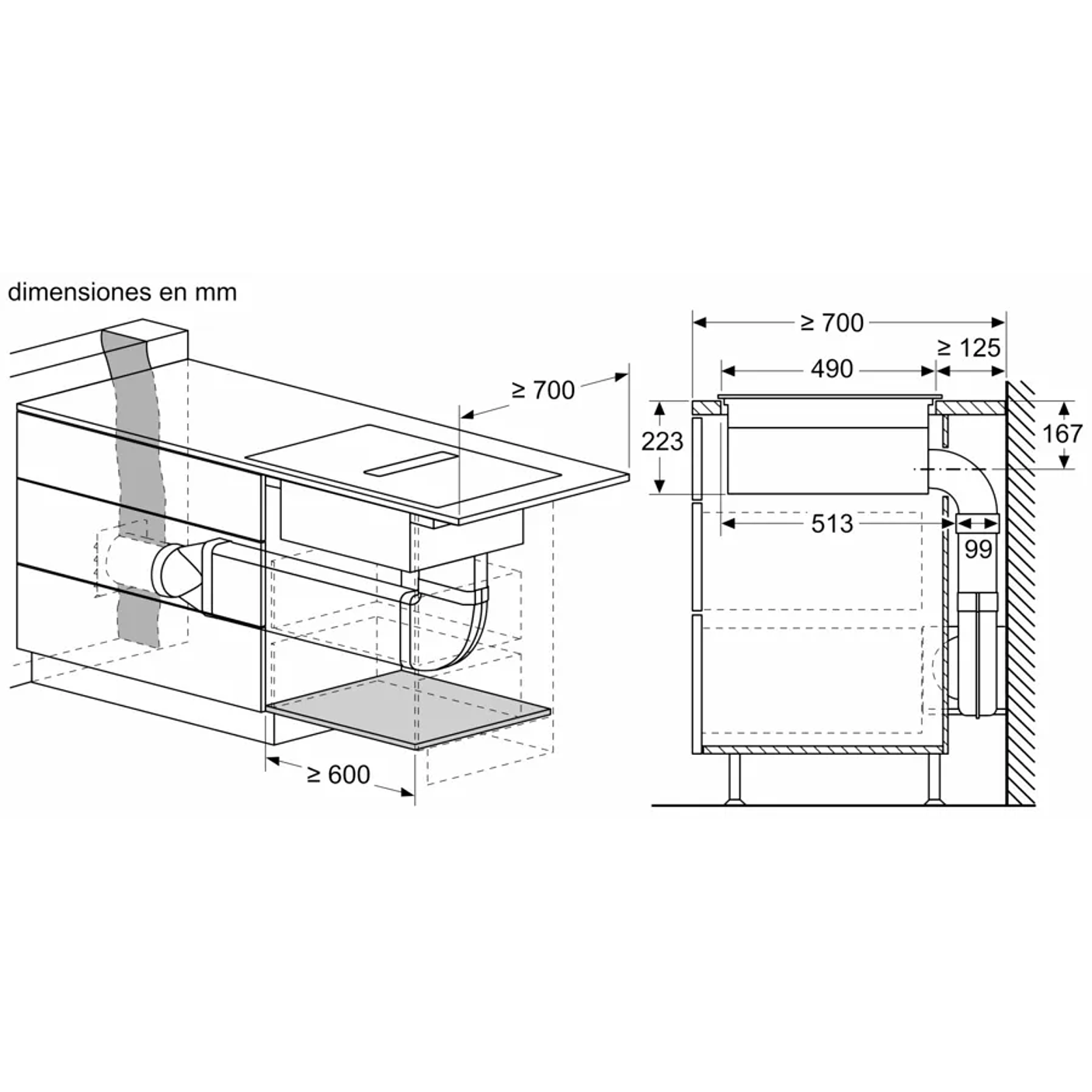 Serie 6 Placa de inducción con extractor integrado 70 cm sin perfiles 22