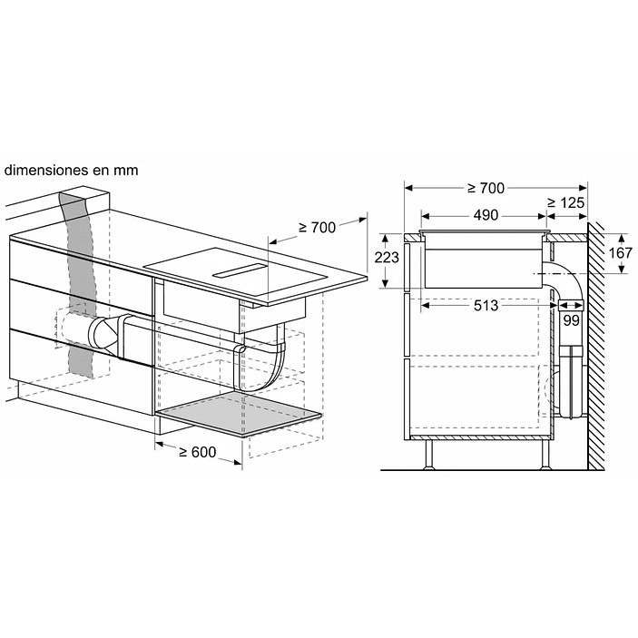 Serie 6 Placa de inducción con extractor integrado 70 cm sin perfiles 22