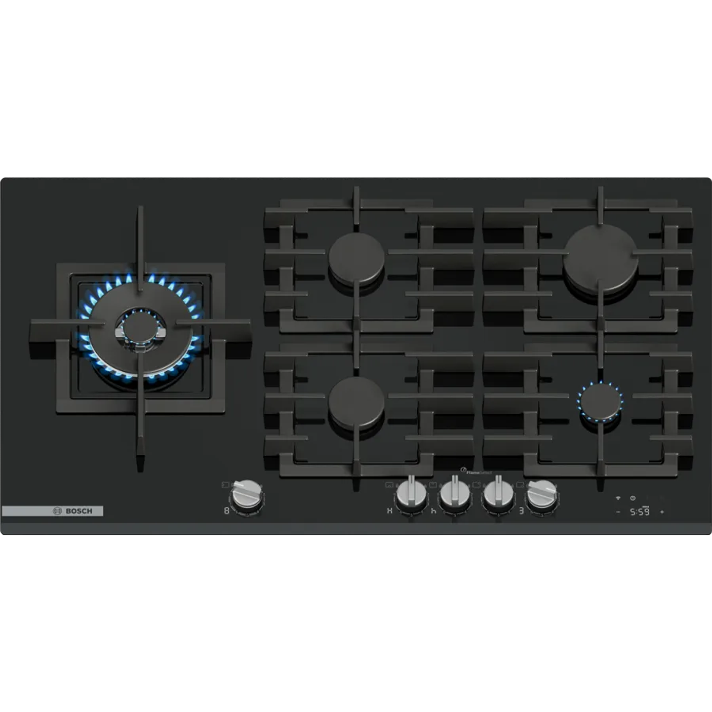 Serie 8 Placa de gas 90 cm Vidrio templado, Negro 1