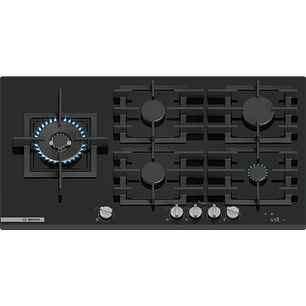 Serie 8 Placa de gas 90 cm Vidrio templado, Negro