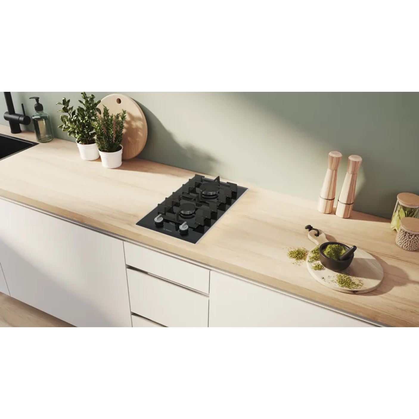 Serie 8 Placa dominó 30 cm Cristal vitrocerámico, Negro 4