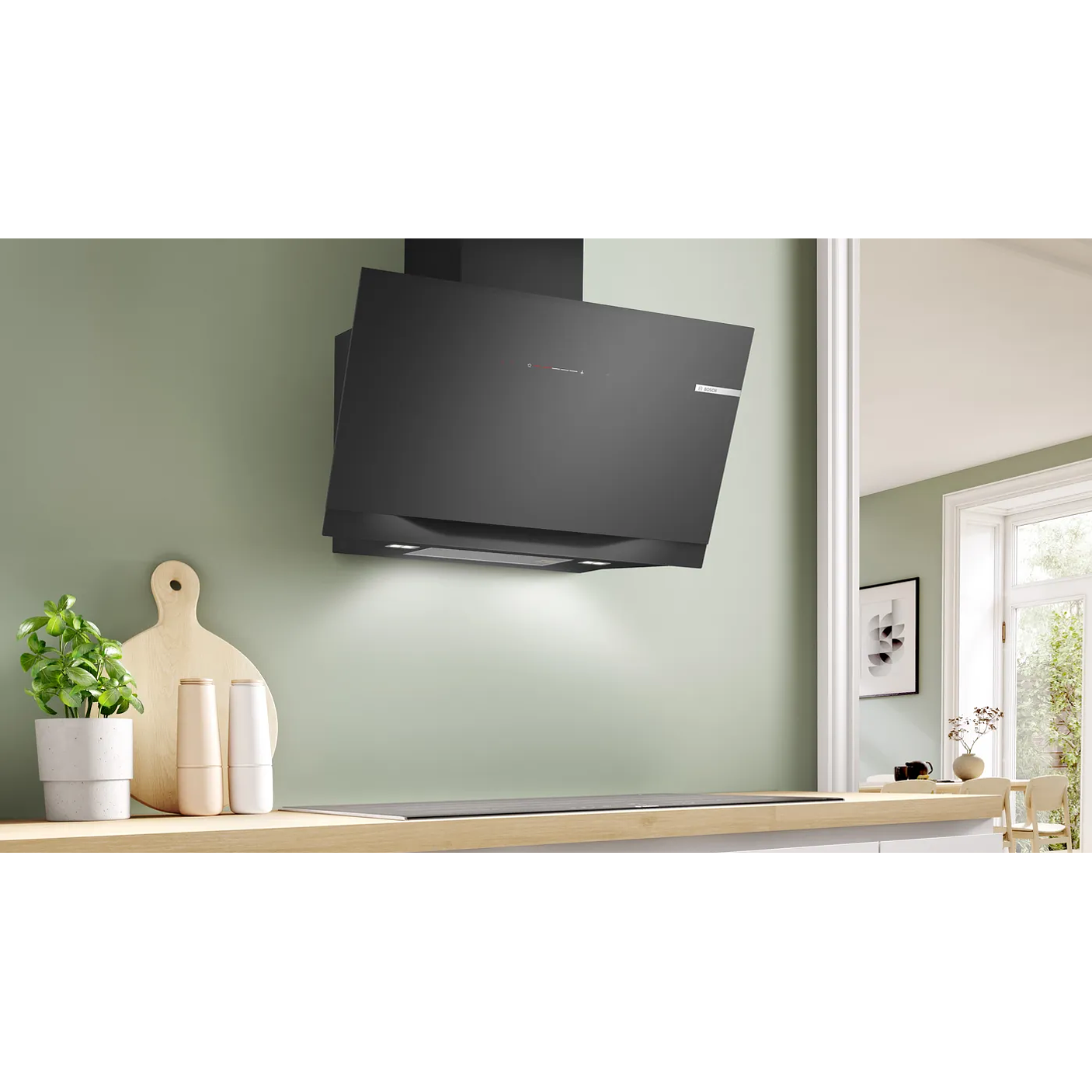 Serie 8 Campana decorativa de pared 90 cm Cristal negro 3