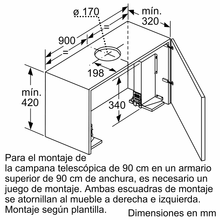 Serie 8 Campana telescópica 90 cm Acero inoxidable 10
