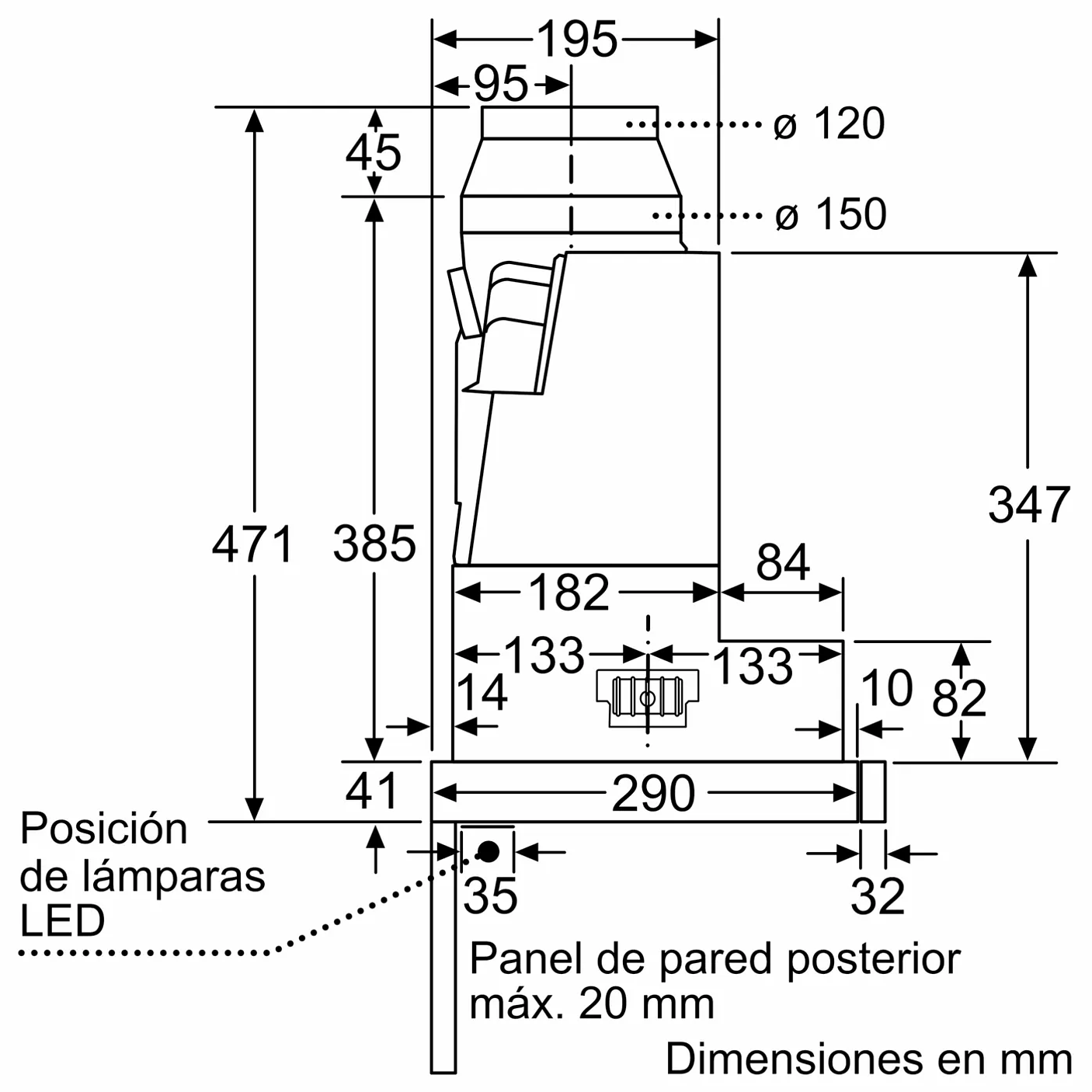 Serie 8 Campana telescópica 90 cm Acero inoxidable 12