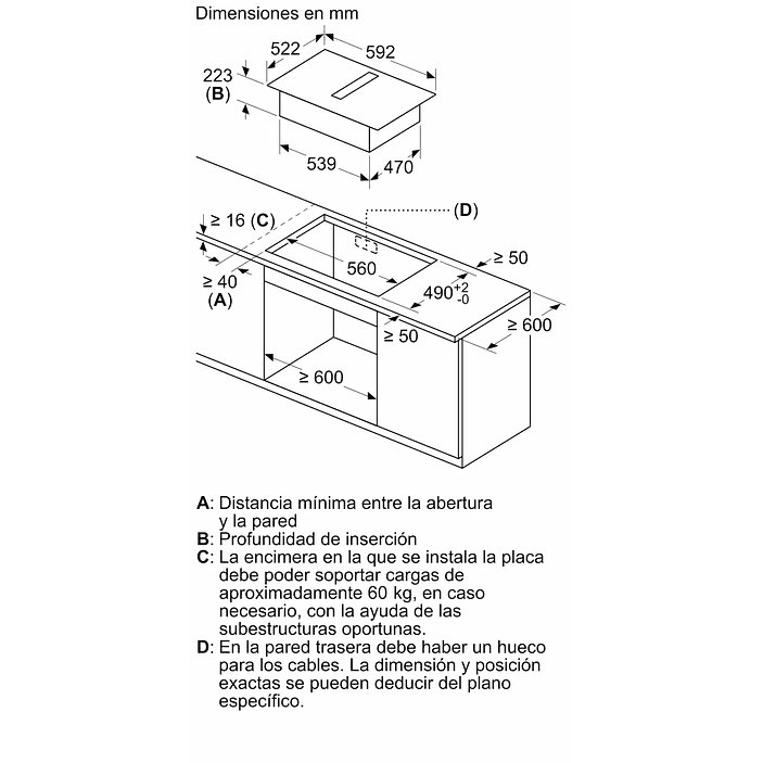 Serie 4 Placa de inducción con extractor integrado 60 cm sin perfiles 20