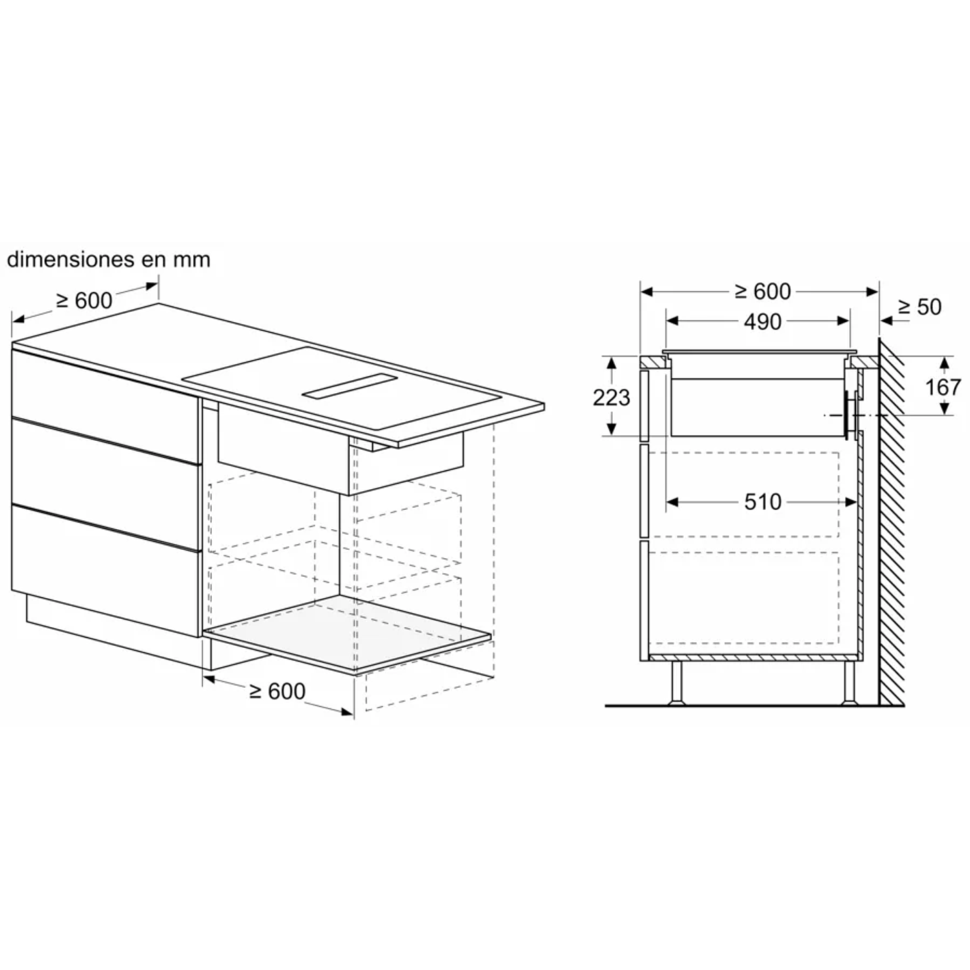 Serie 4 Placa de inducción con extractor integrado 60 cm sin perfiles 22