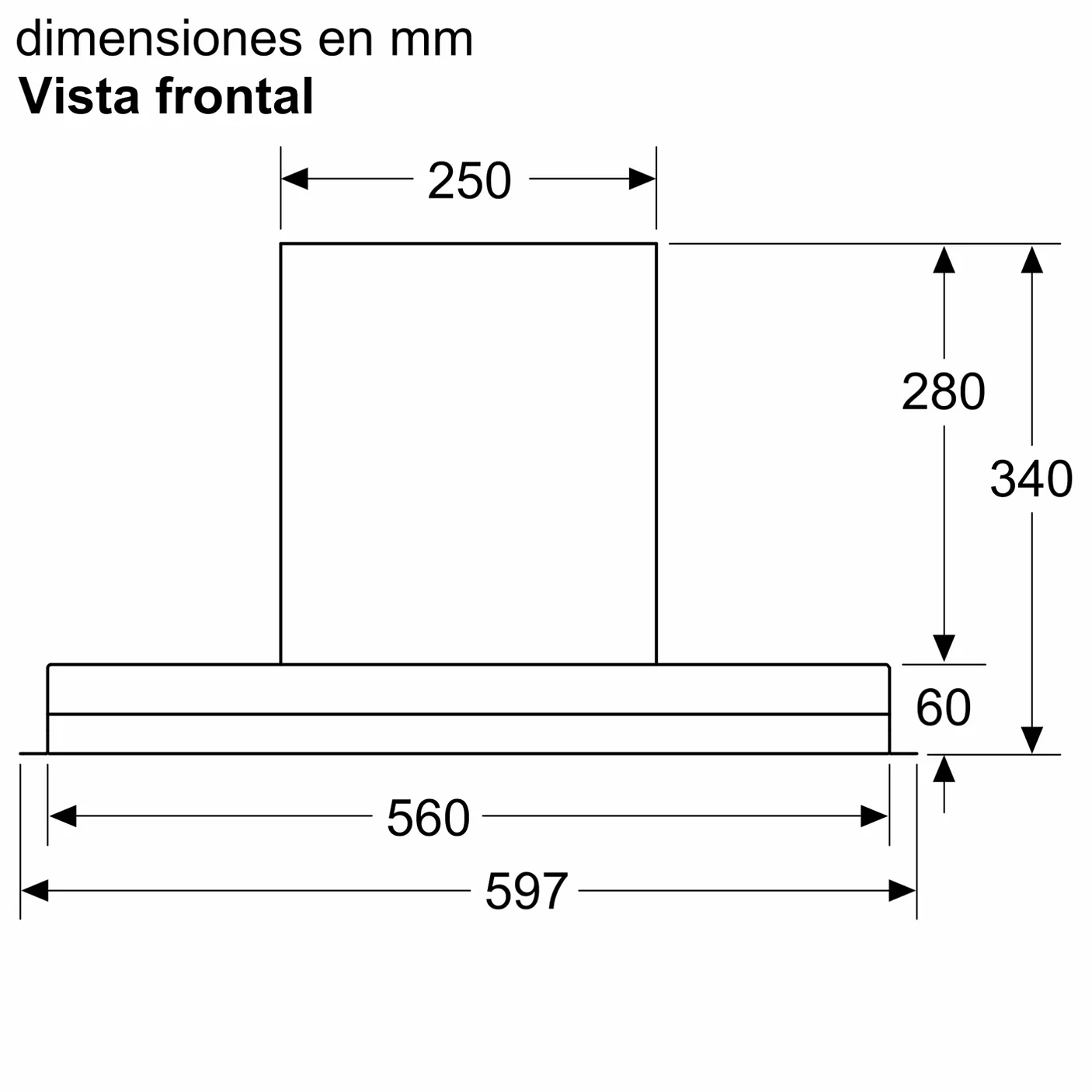 Serie 6 Campana decorativa integrable 60 cm Cristal negro, Negro 6