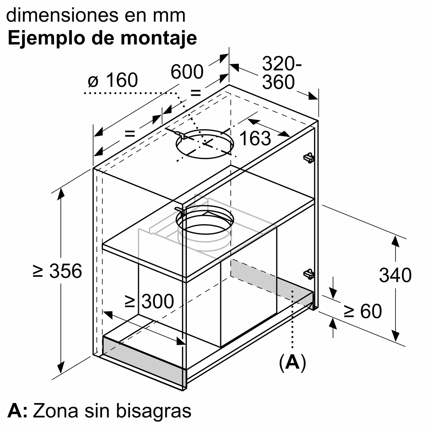 Serie 6 Campana decorativa integrable 60 cm Cristal negro, Negro 12