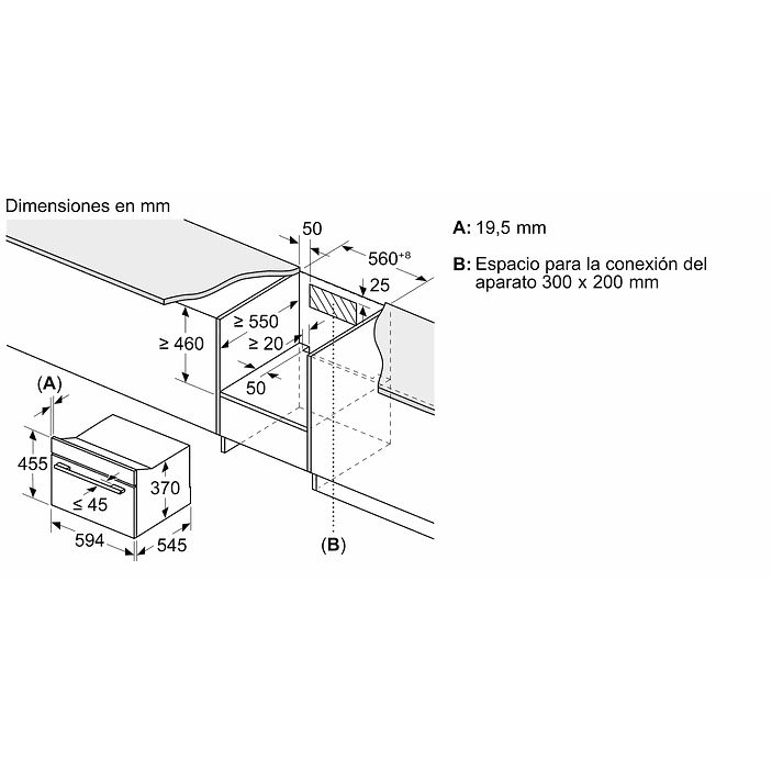 Serie 8 Microondas integrable 60 x 45 cm Negro 3