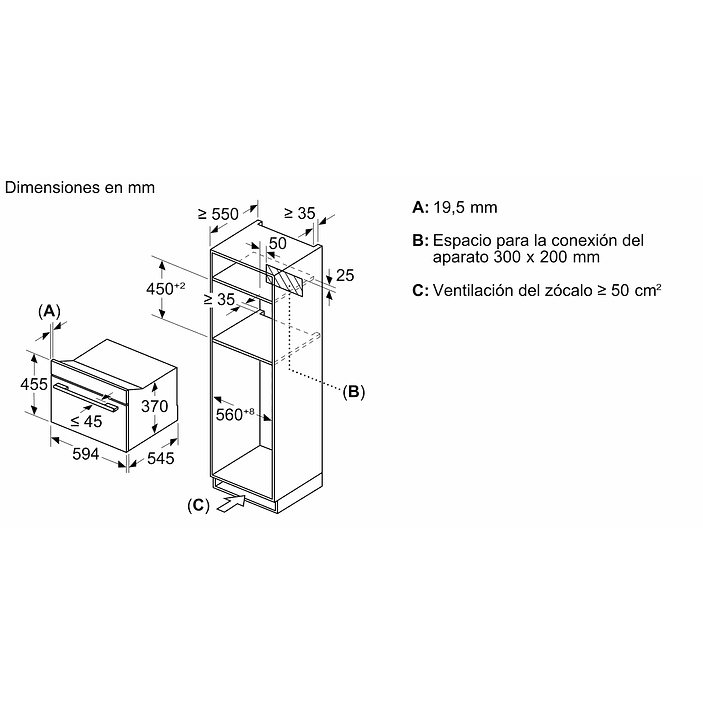 Serie 8 Microondas integrable 60 x 45 cm Negro 6