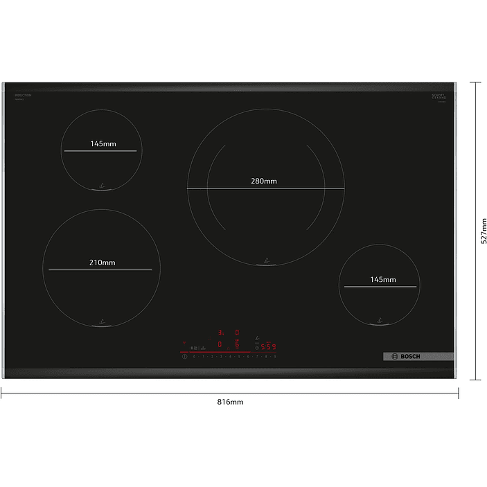 Serie 6 Placa de inducción 80 cm con perfiles Flex Inducción 7