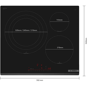 Serie 6 Placa de inducción 60 cm sin perfiles Zona triple 32 cm