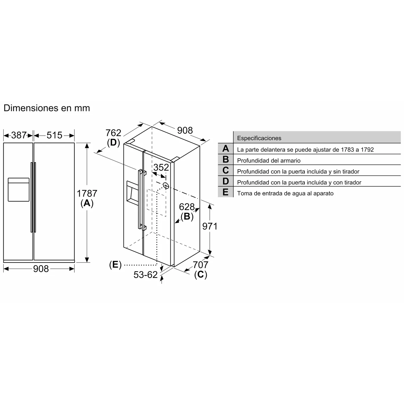 iQ500 Frigorífico Americano 615 L – 178,7 x 90,8 cm, Acero antihuellas, Total noFrost 12