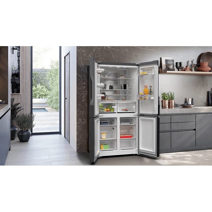 iQ300 Multipuerta 183 x 90.5 cm Acero negro antihuellas, Total noFrost 14