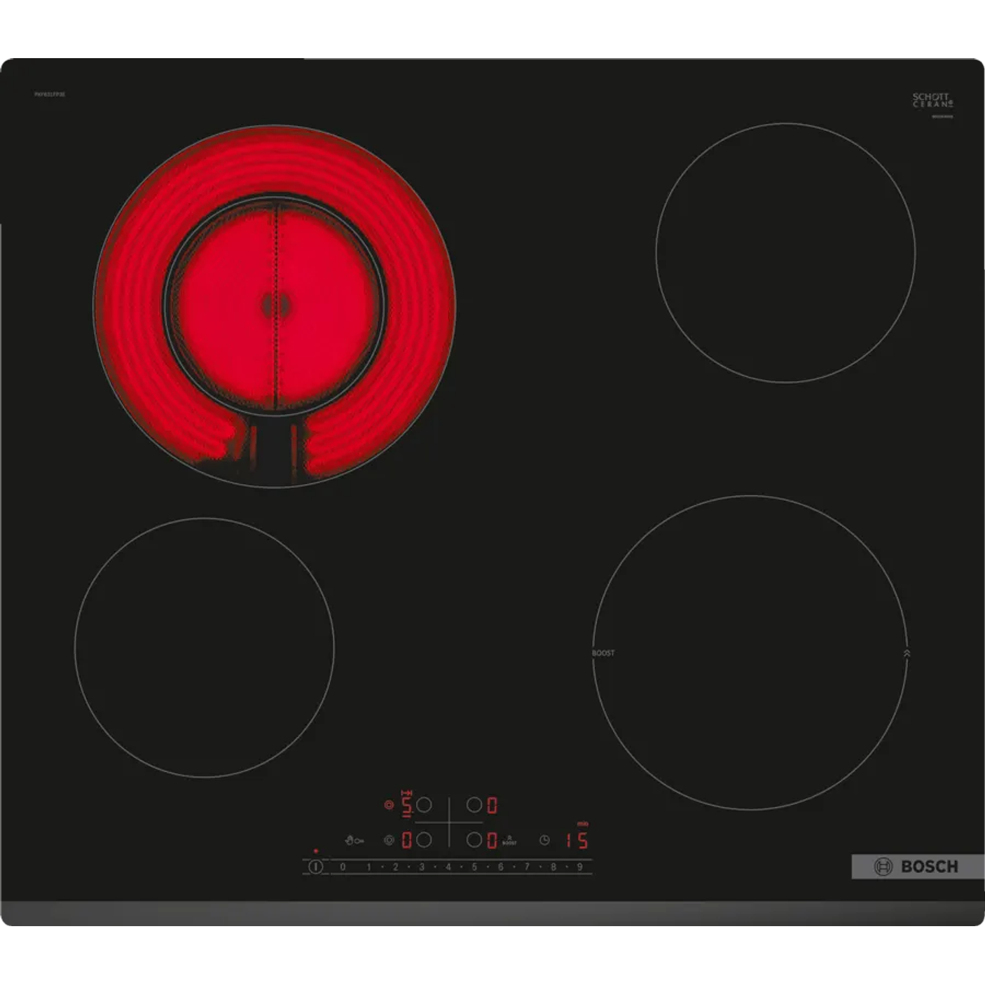 Serie 6 Placa vitrocerámica 60 cm sin perfiles 4 posiciones 1