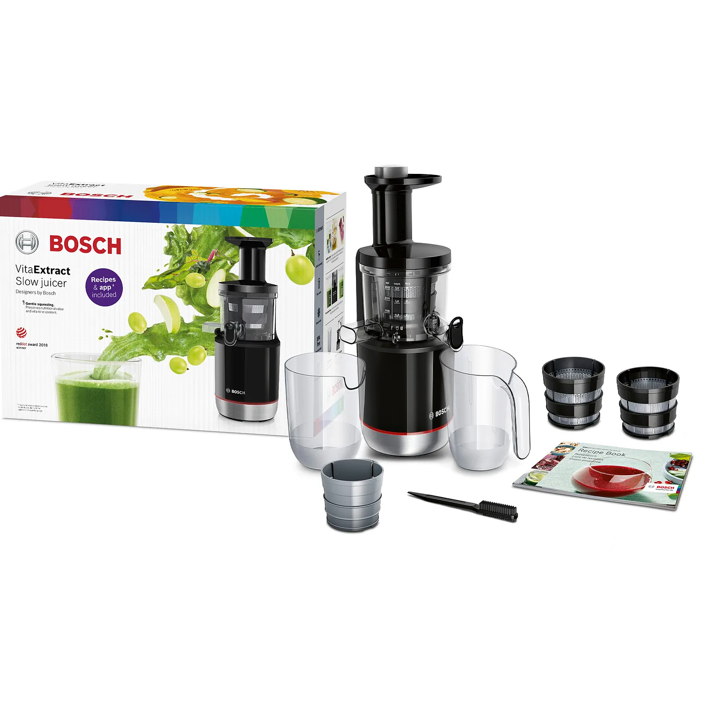 Extractor de jugos lento VitaExtract 150 W Negro, Acero inoxidable 7