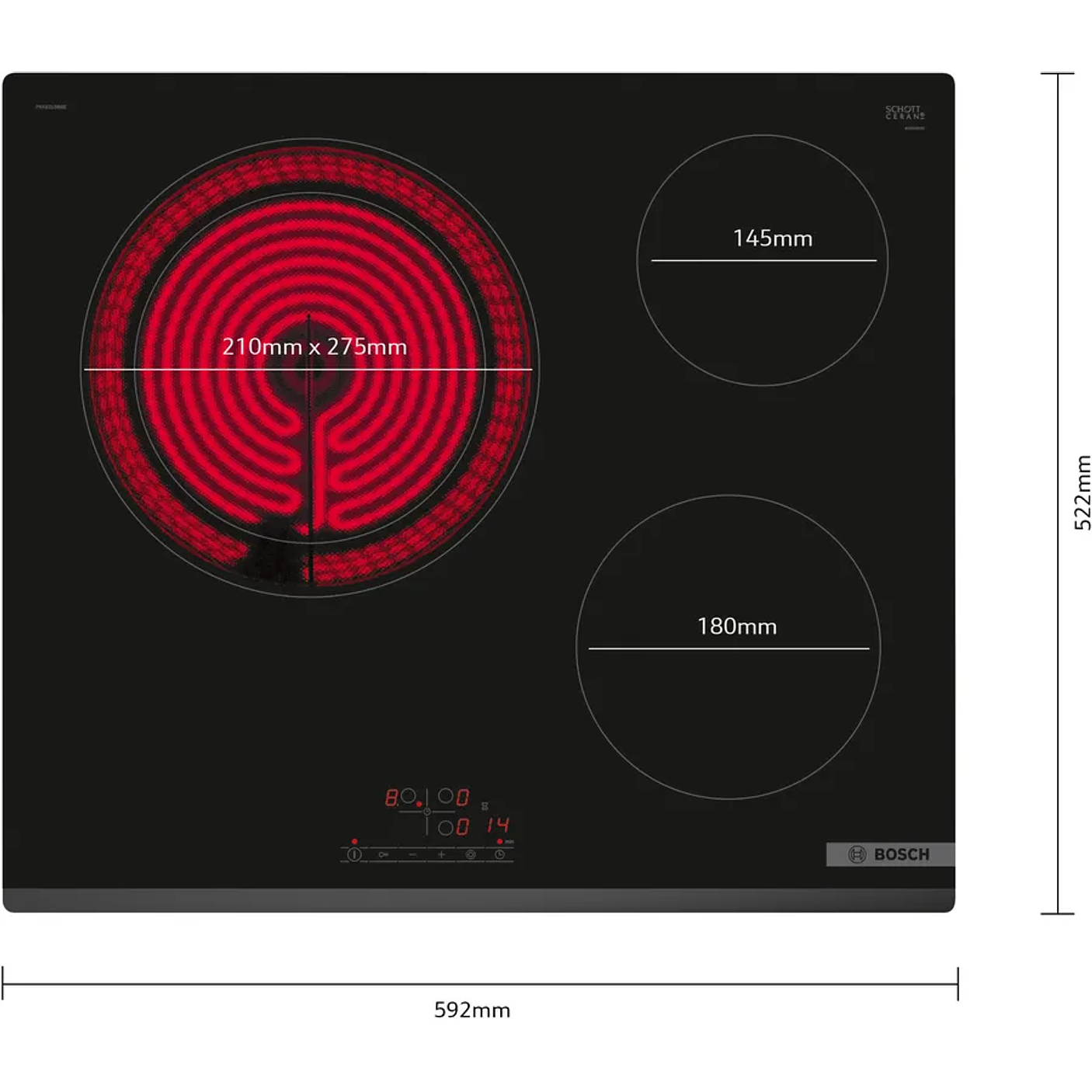 Serie 4 Placa vitrocerámica 60 cm sin perfiles 3 posiciones 5