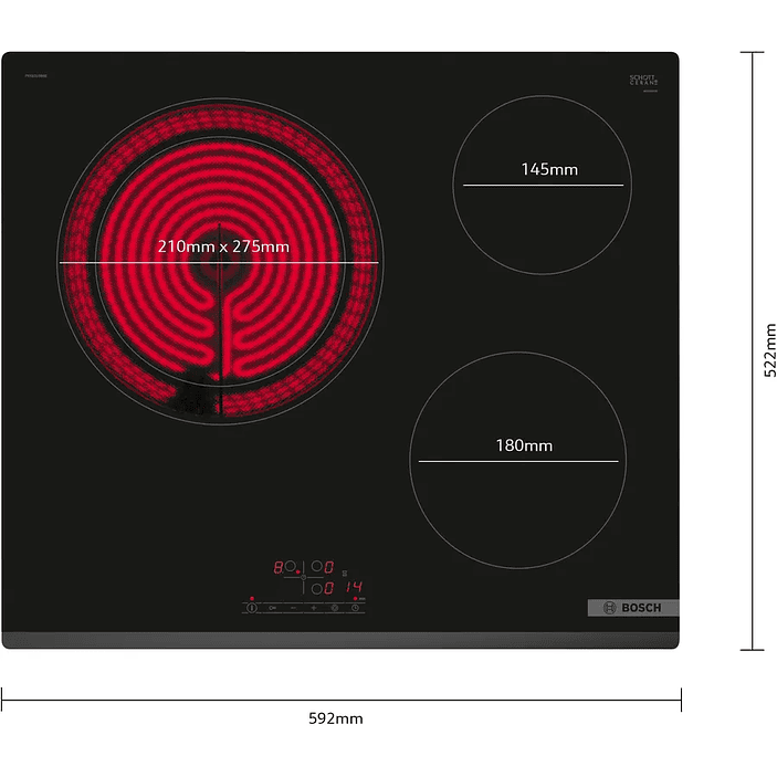 Serie 4 Placa vitrocerámica 60 cm sin perfiles 3 posiciones 5