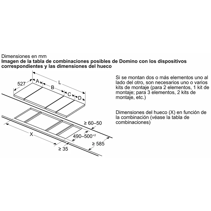 Serie 6 Placa dominó 30 cm con perfiles 5