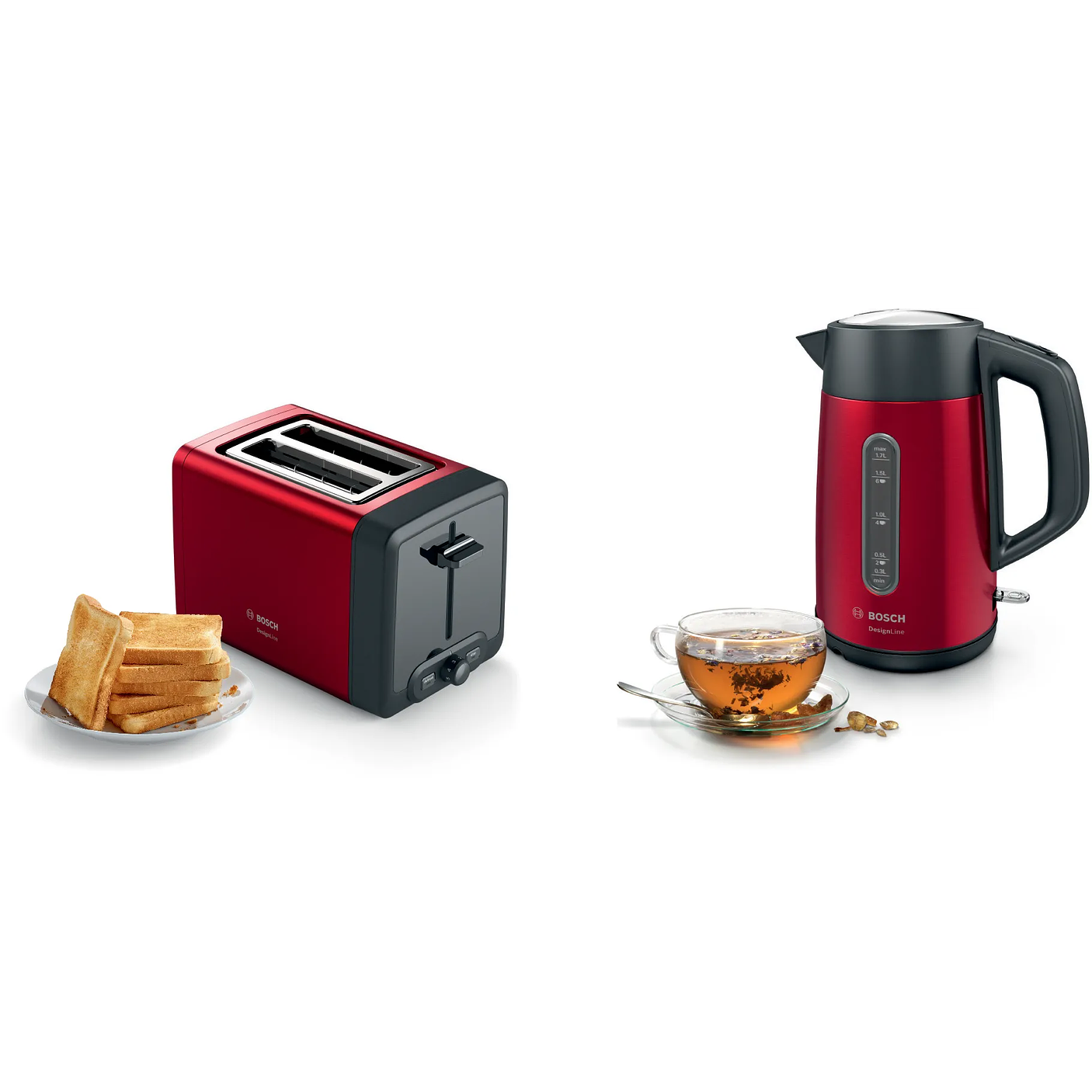 Tostador corto DesignLine Rojo 1050 W 7