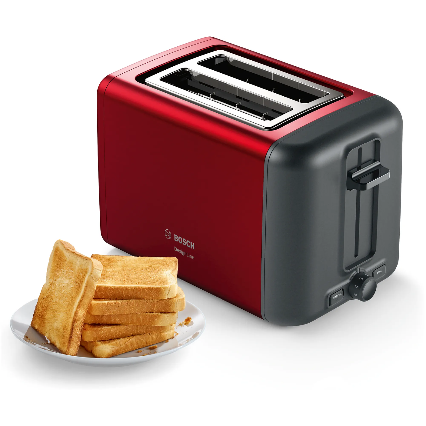 Tostador corto DesignLine Rojo 1050 W 4
