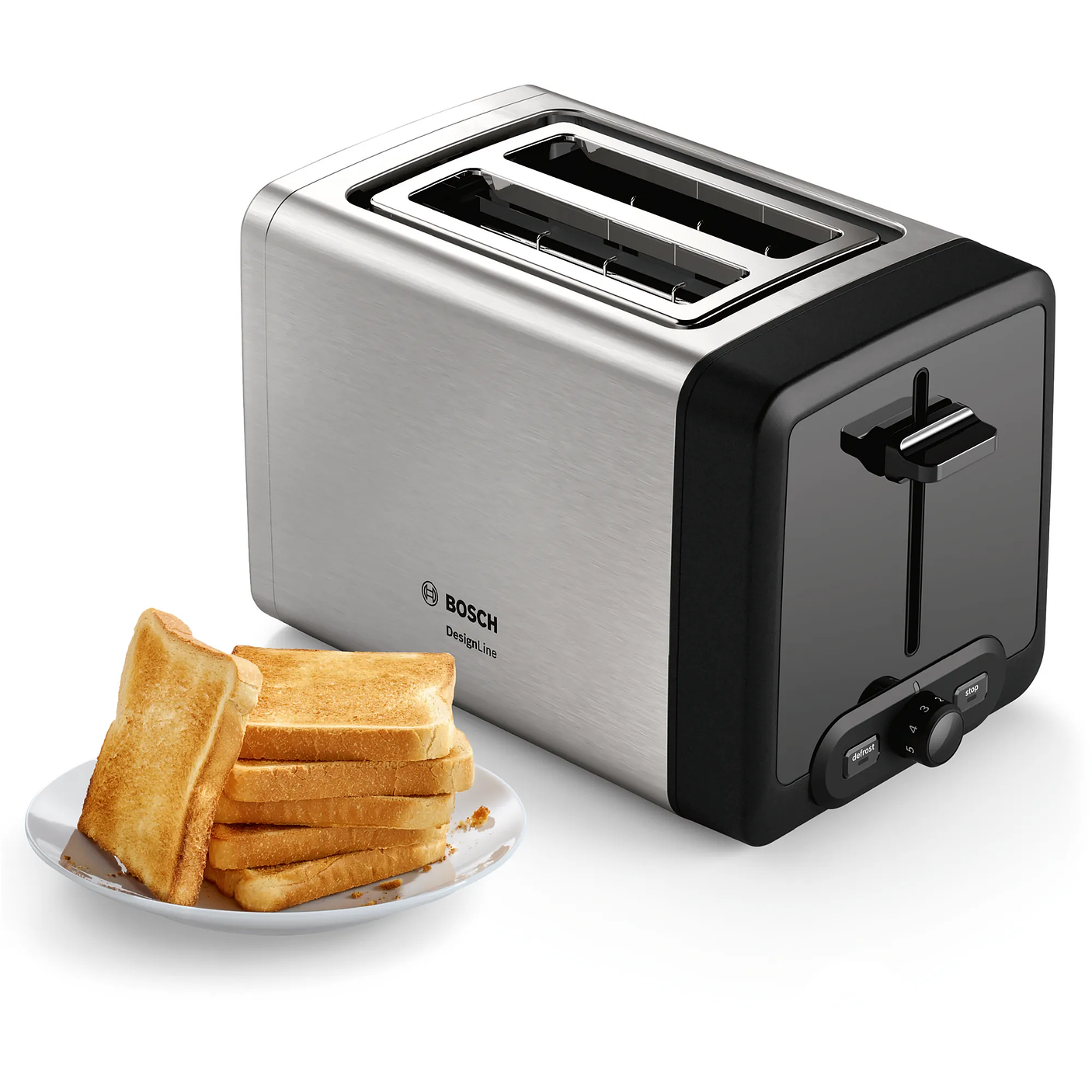 Tostador corto DesignLine Acero inoxidable 1050 W  9