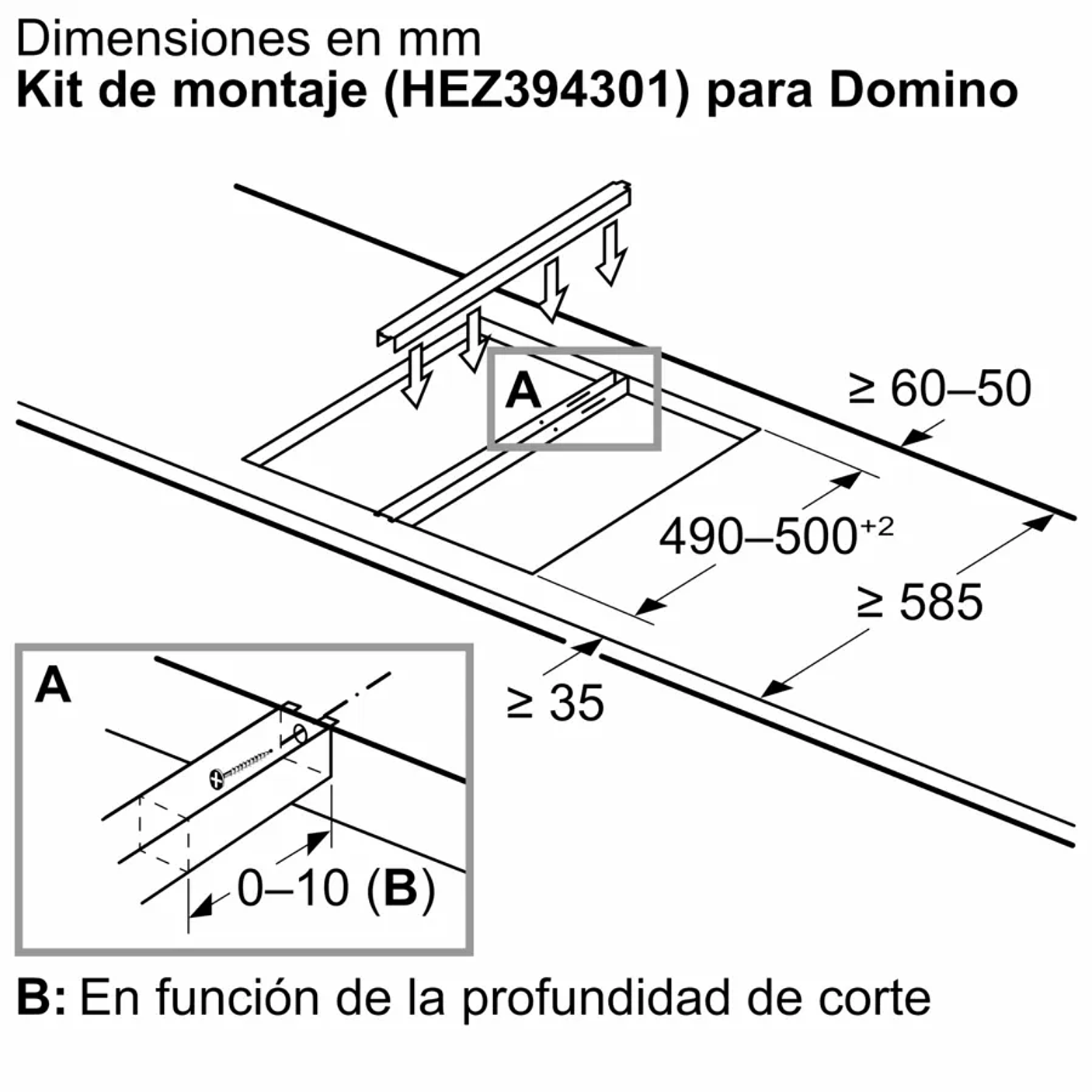Serie 6 Placa dominó, Inducción 30 cm con perfiles 13