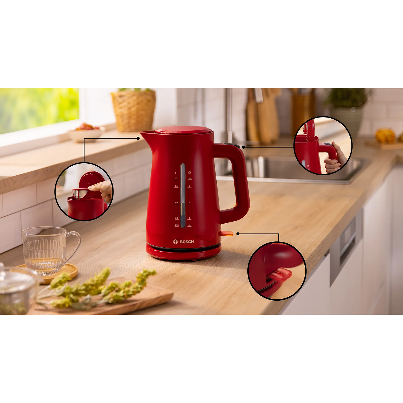 Bosch Hervidor MyMoment 1,7 L Rojo · Potente y moderno 2