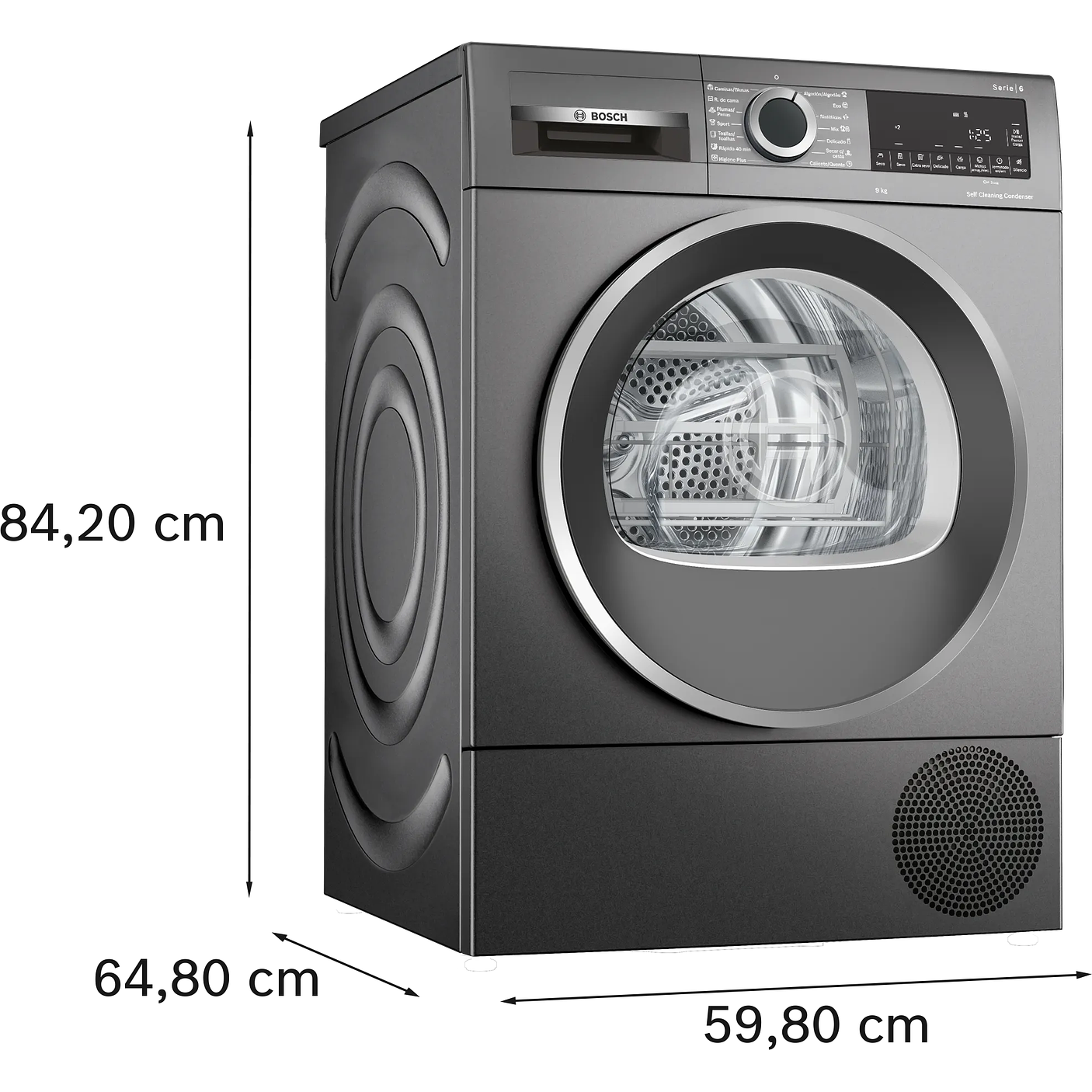 Serie 6 Secadora con bomba de calor 9 kg Gris-hierro fundido 7