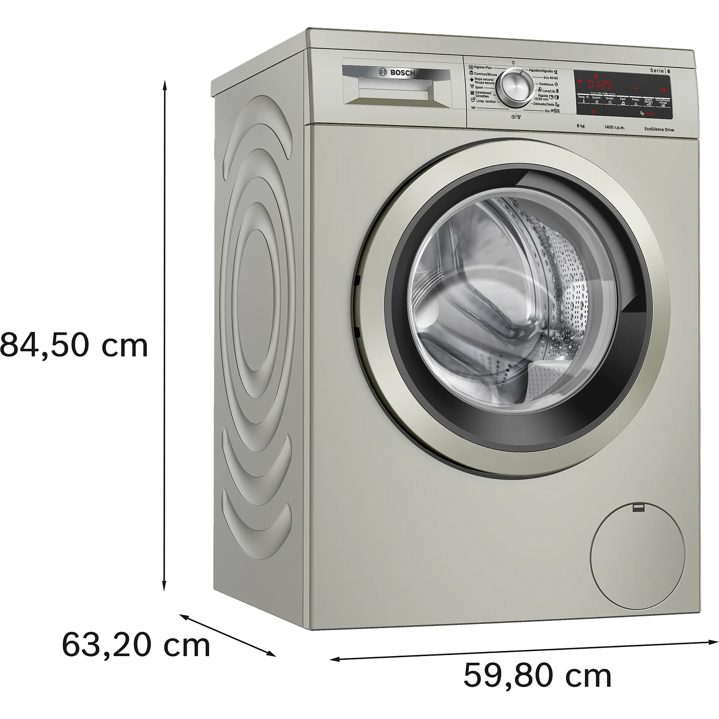 Serie 6 Lavadora de carga frontal 8 kg máx. 1400 rpm Inox 2