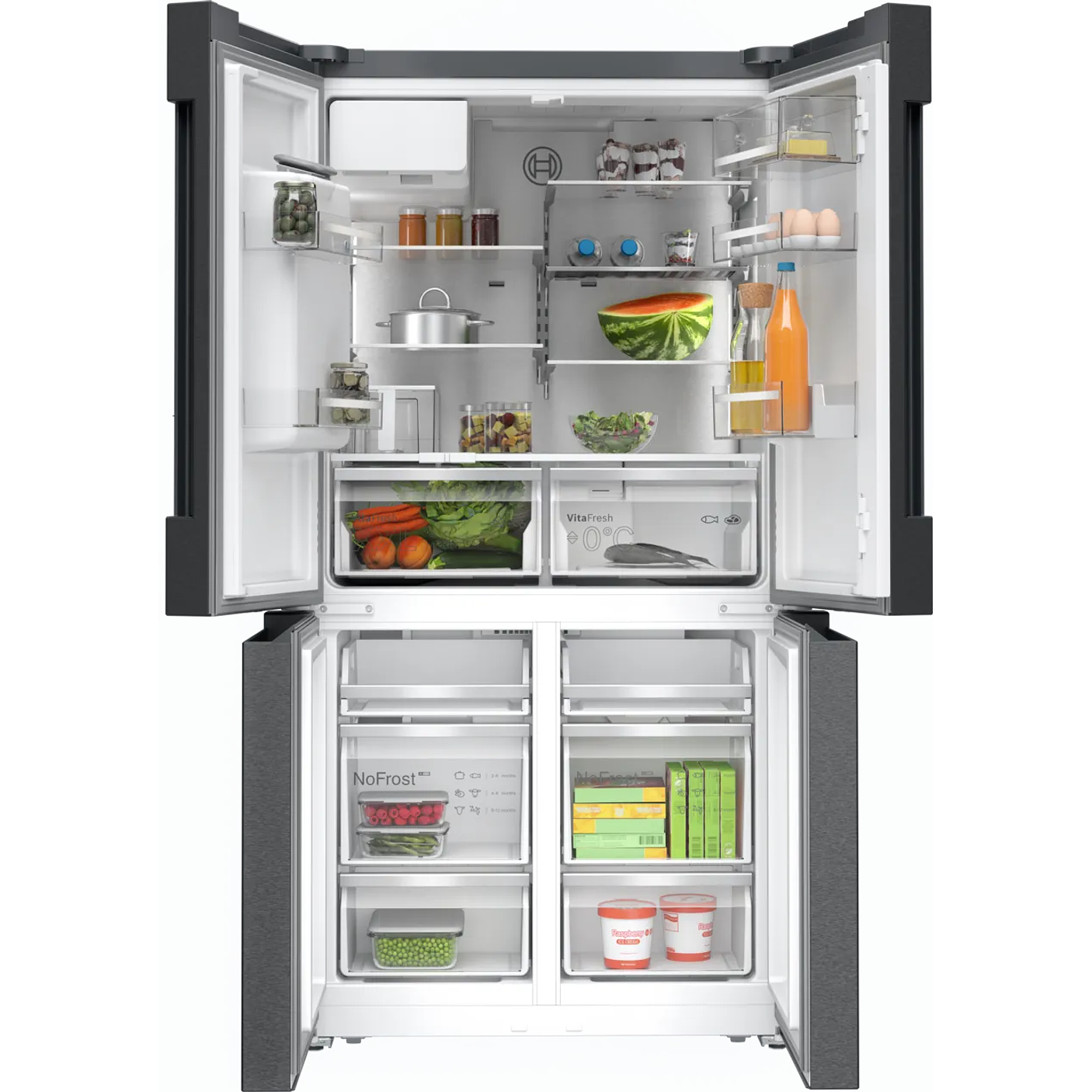 Serie 6 Multipuerta 183 x 90.5 cm Acero negro antihuellas, Total NoFrost 15