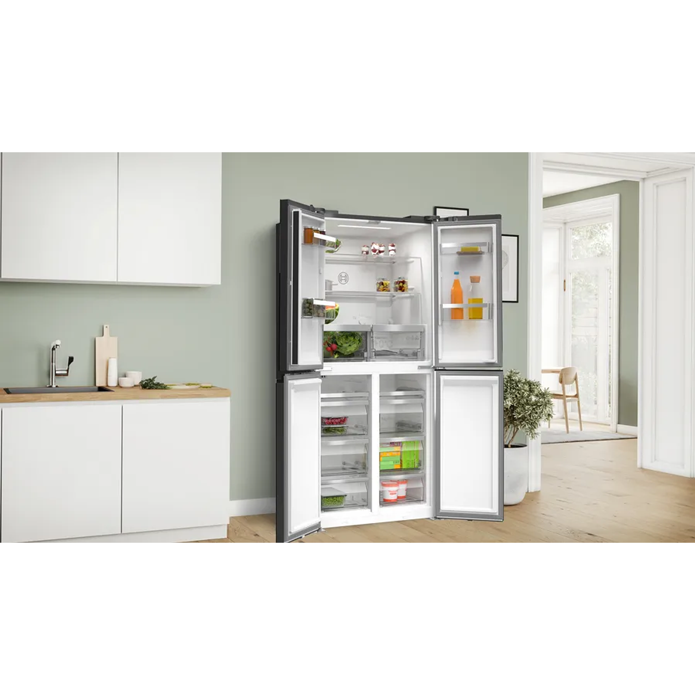 Serie 4 Multipuerta puertas de cristal 189.5 x 85.5 cm Negro, Total NoFrost 7