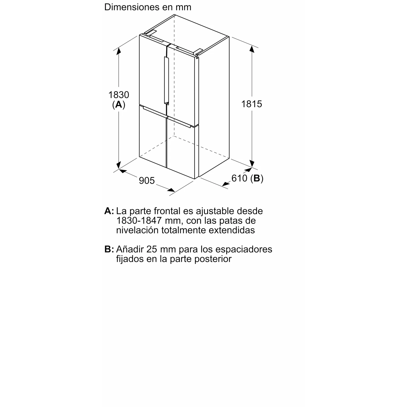 Serie 4 Multipuerta 183 x 90.5 cm Acero antihuellas, Total NoFrost, VitaFresh 19