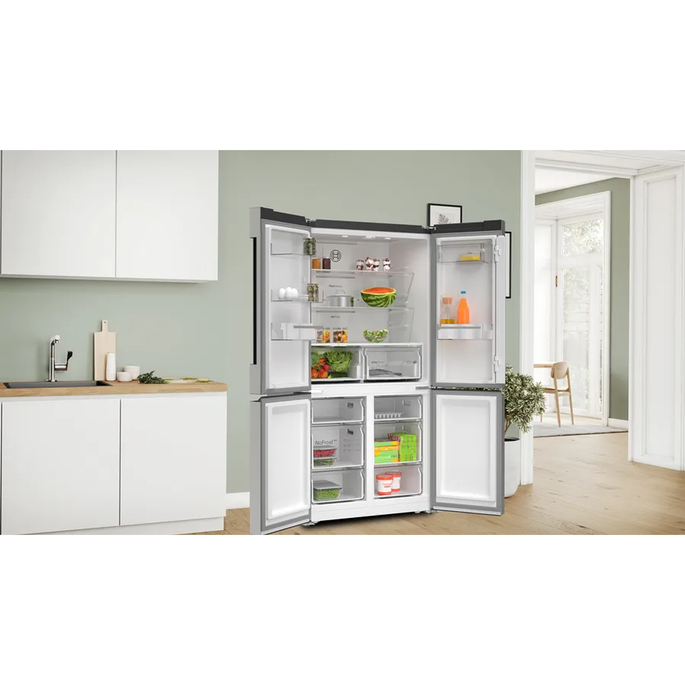 Serie 4 Multipuerta 183 x 90.5 cm Acero antihuellas, Total NoFrost, VitaFresh 10