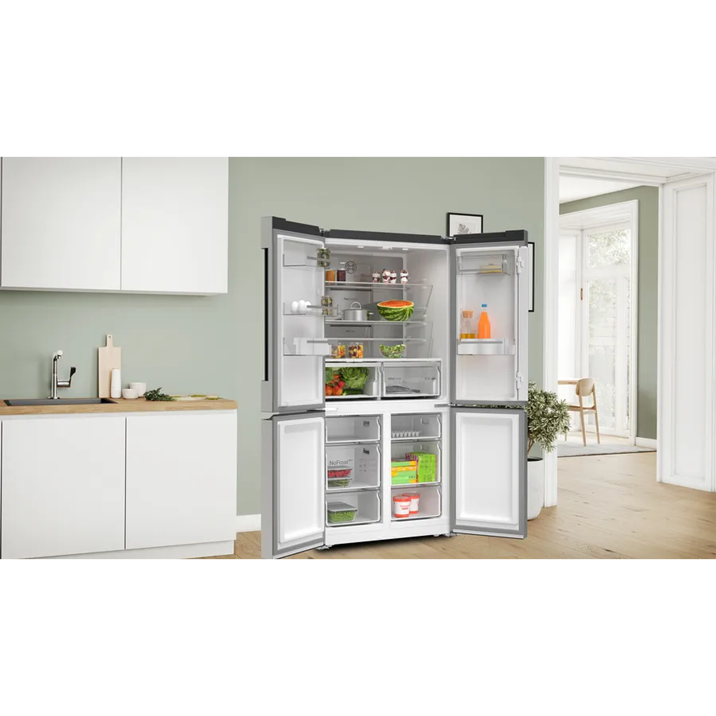 Serie 4 Multipuerta 183 x 90.5 cm Acero antihuellas, Total NoFrost, Cajón Big Box 12