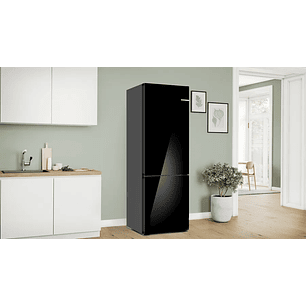 Serie 6 Frigorífico combinado de libre instalación, Acabado en cristal 203 x 70 cm Negro, Total NoFrost
