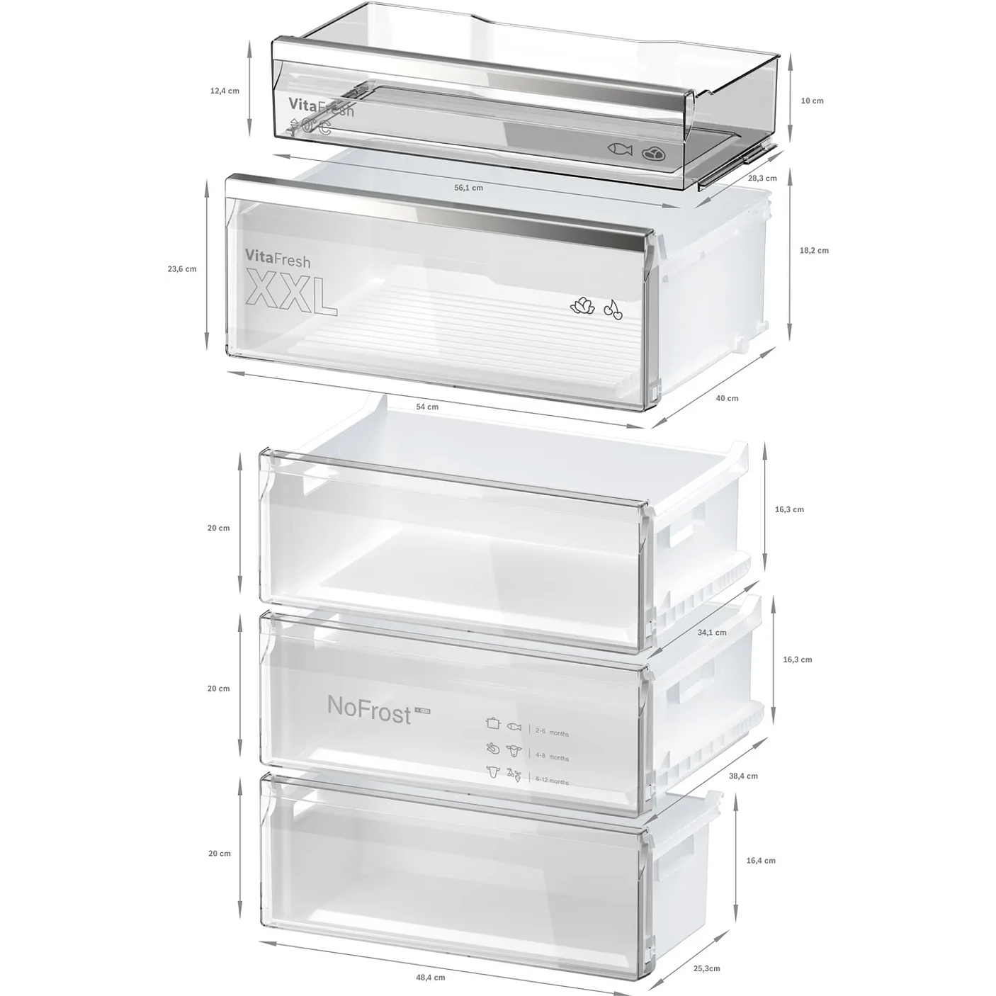 Serie 6 Frigorífico combinado de libre instalación, Acabado en cristal 203 x 70 cm Negro, Total NoFrost 7