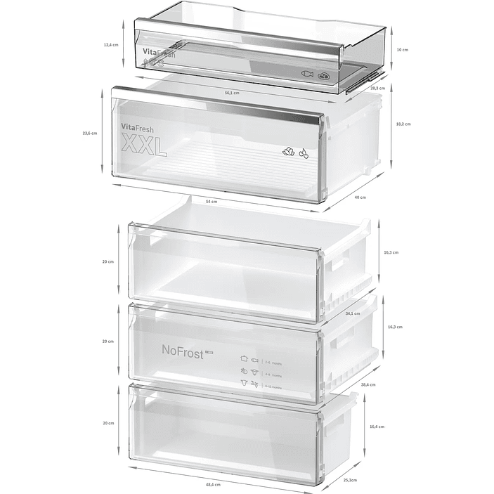 Serie 6 Frigorífico combinado de libre instalación, Acabado en cristal 203 x 70 cm Negro, Total NoFrost 7