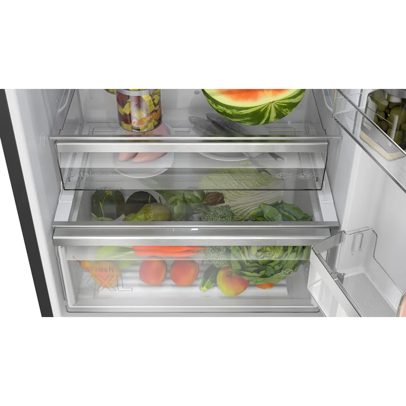 Serie 6 Frigorífico combinado de libre instalación, Acabado en cristal 203 x 70 cm Negro, Total NoFrost 8