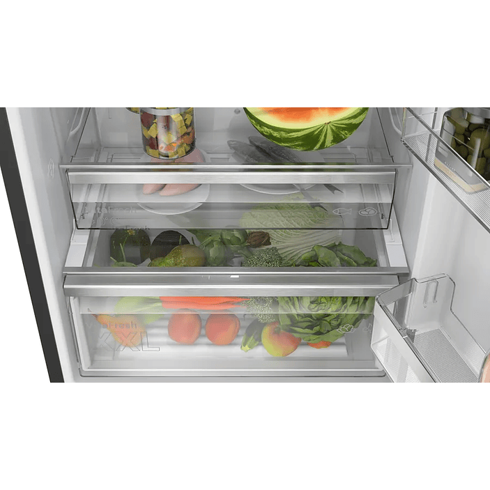 Serie 6 Frigorífico combinado de libre instalación, Acabado en cristal 203 x 70 cm Negro, Total NoFrost 8