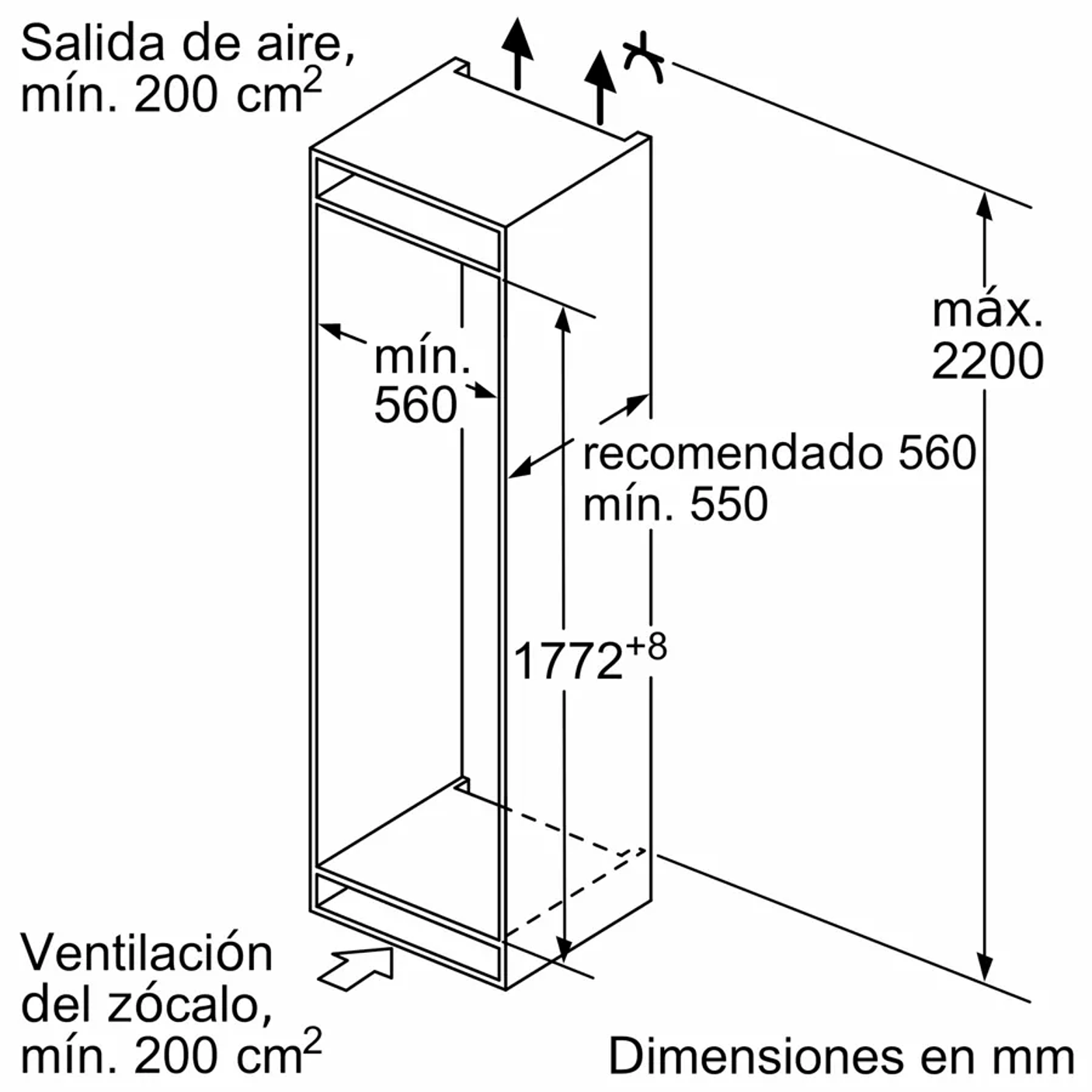 iQ500 Frigorífico combi integrable 177.2 x 55.8 cm Puerta fija 8