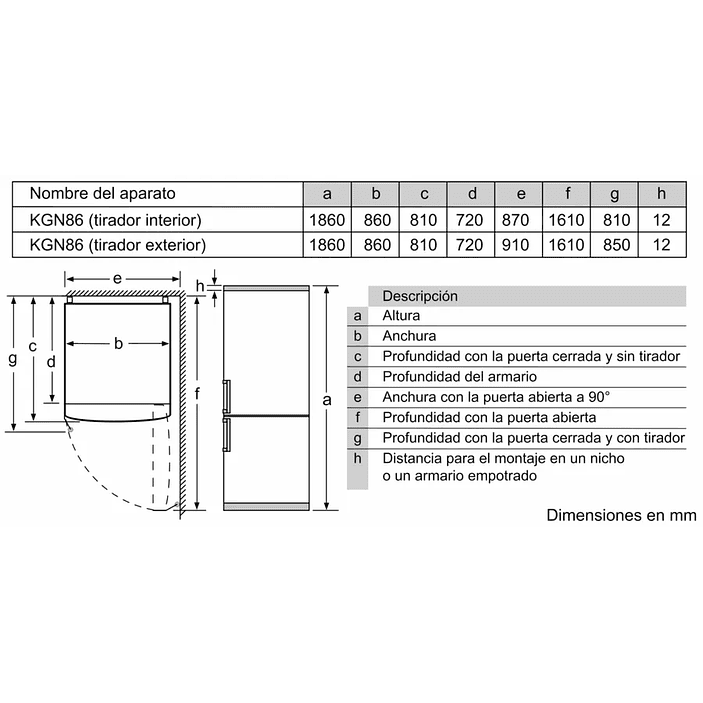 Serie 6 Frigorífico combinado de libre instalación 186 x 86 cm Acero antihuellas, Total NoFrost, Función refrigeración 