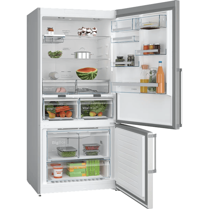 Serie 6 Frigorífico combinado de libre instalación 186 x 86 cm Acero antihuellas, Total NoFrost, Función refrigeración 