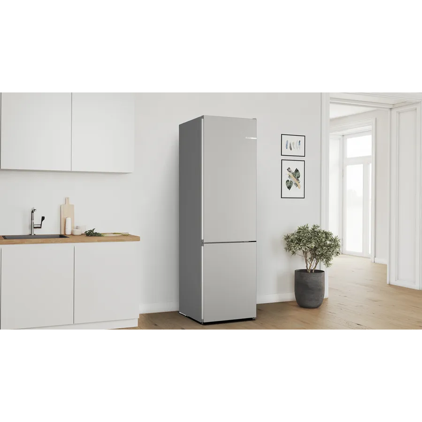 Serie 4 Frigorífico combinado de libre instalación 203 x 60 cm Acero antihuellas, Total NoFrost, Tiradores laterales integrados 3