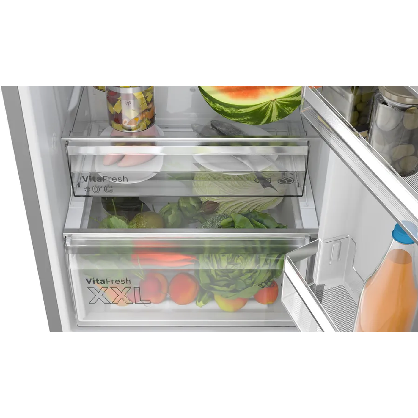 Serie 4 Frigorífico combinado de libre instalación 203 x 60 cm Acero antihuellas, Total NoFrost, Tiradores laterales integrados 9